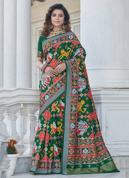Green Colour SHUBHVASTRA PATOLA 4 Heavy Designer Festive Wear Patola Silk Saree Collection 5331